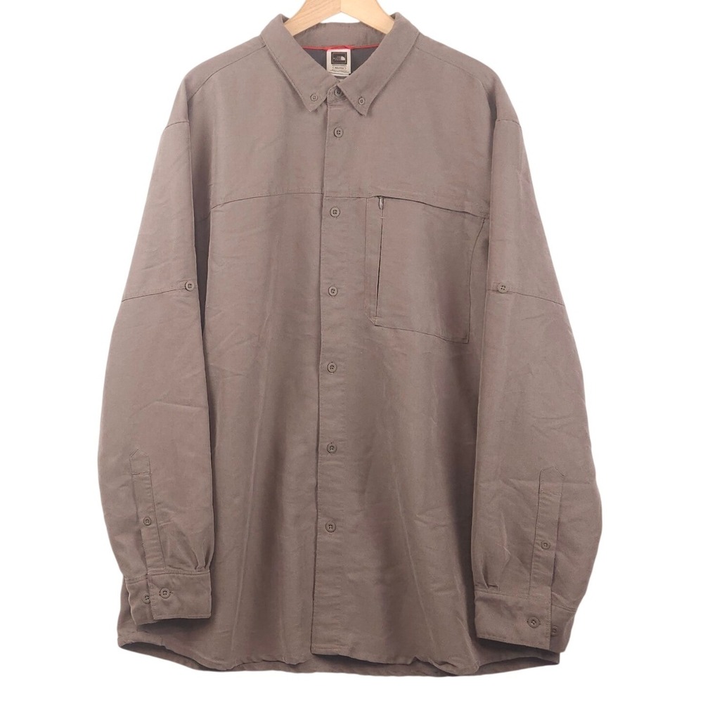 The North Face Tekware Shirt Men's XXL Taupe Modal Blend Button Up‎ Hike Outdoor